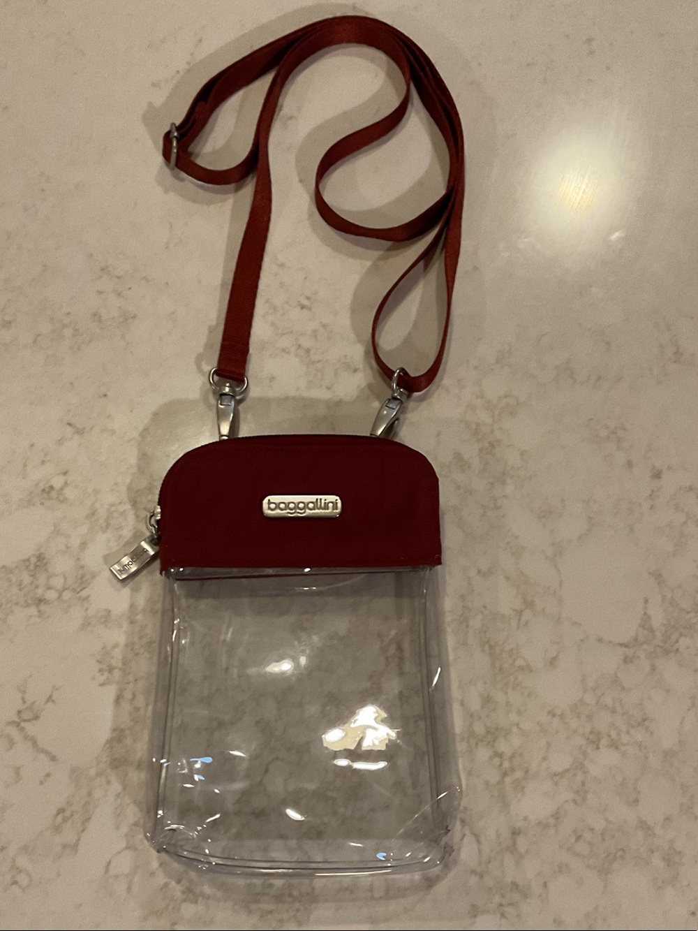 Baggallini Bryant Red Clear Crossbody Bag stadium approved NWOT athletic sports